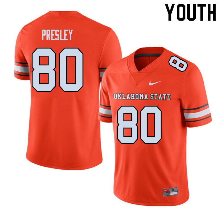 Youth #80 Brennan Presley Oklahoma State Cowboys College Football Jerseys Sale-Alternate - Click Image to Close